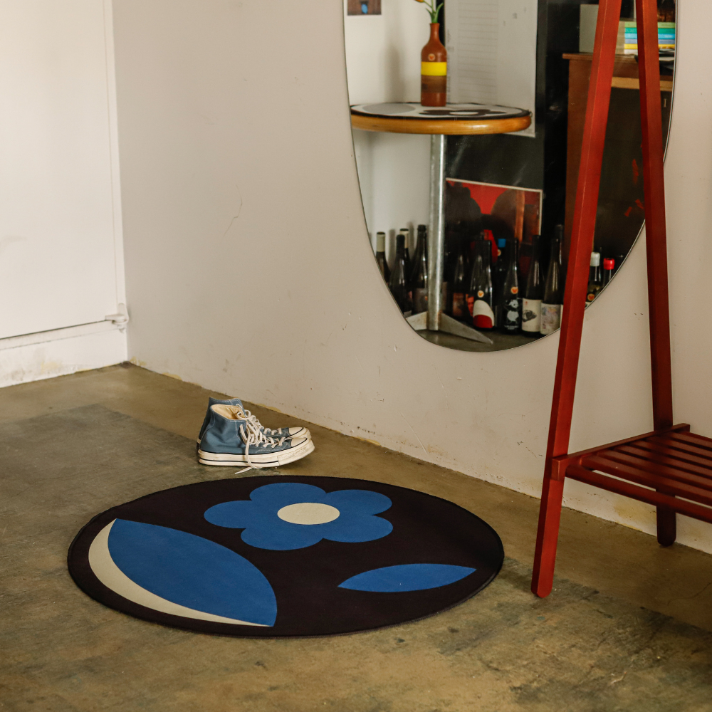 [에모프] 플라워 러그 원형 꽃밭 러그 꽃 테이블 포인트 러그 60