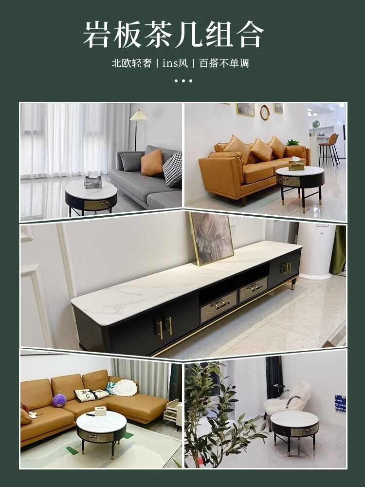 거실 티테이블 모던 미니멀리스트 소형 아파트 커피 원형 커피 테이블 60X60X45cm 집회 - 상세 이미지 3