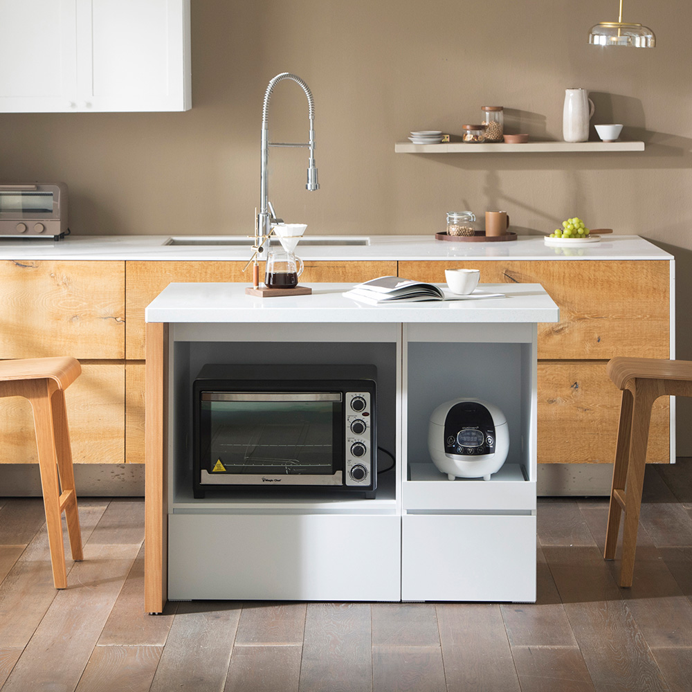 장인가구 리들리에스 대리석 홈바 조리대 밥솥 렌지대 수납 아일랜드 식탁