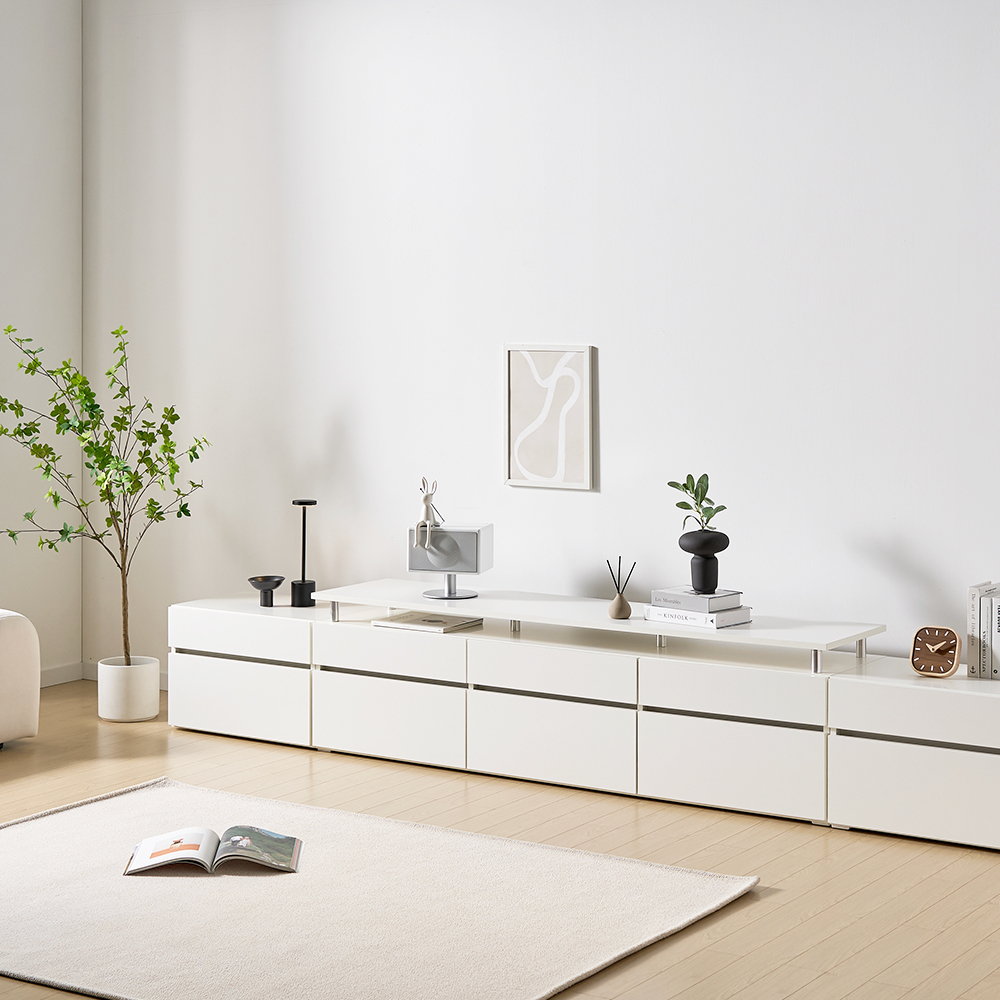 플로 거실장 1800 (상판형) 화이트 높은 티비다이 tv장 장식장