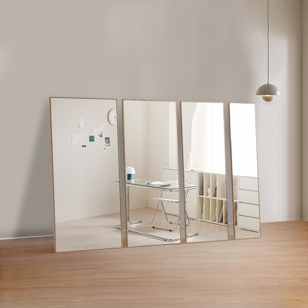 장인가구 컬렉 비산방지 강화유리 미끄럼방지 예쁜 이동식 대형 스탠드 전신거울 400