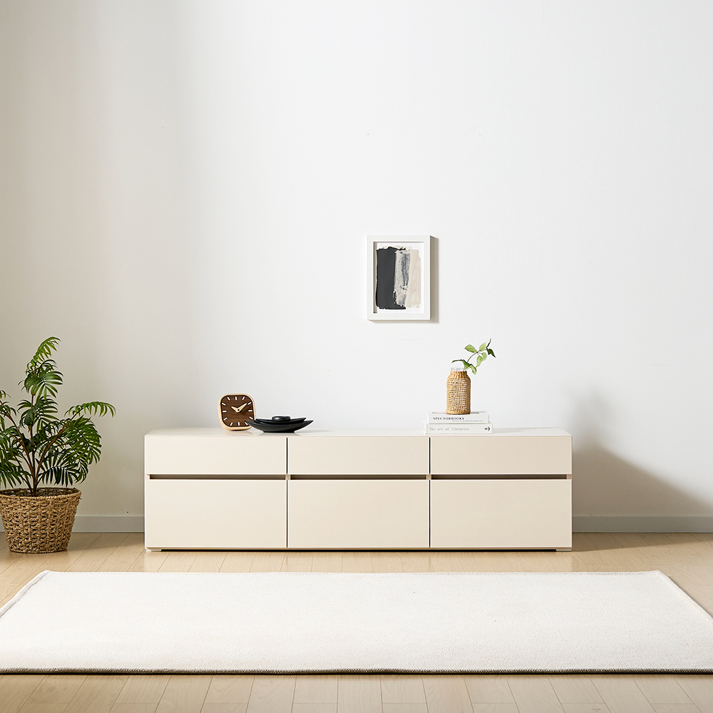 플로 거실장 1800 화이트 높은 티비다이 tv장 장식장