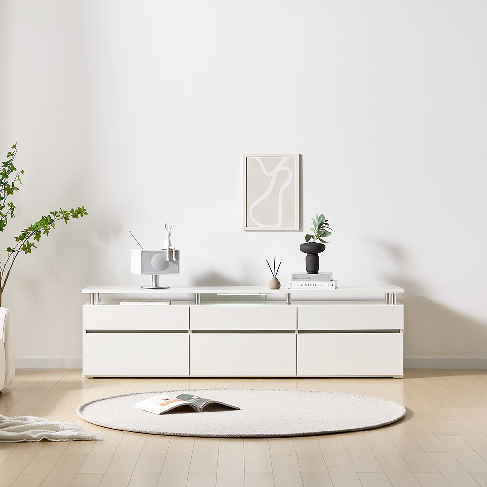 플로 거실장 1800 (상판형) 화이트 높은 티비다이 tv장 장식장