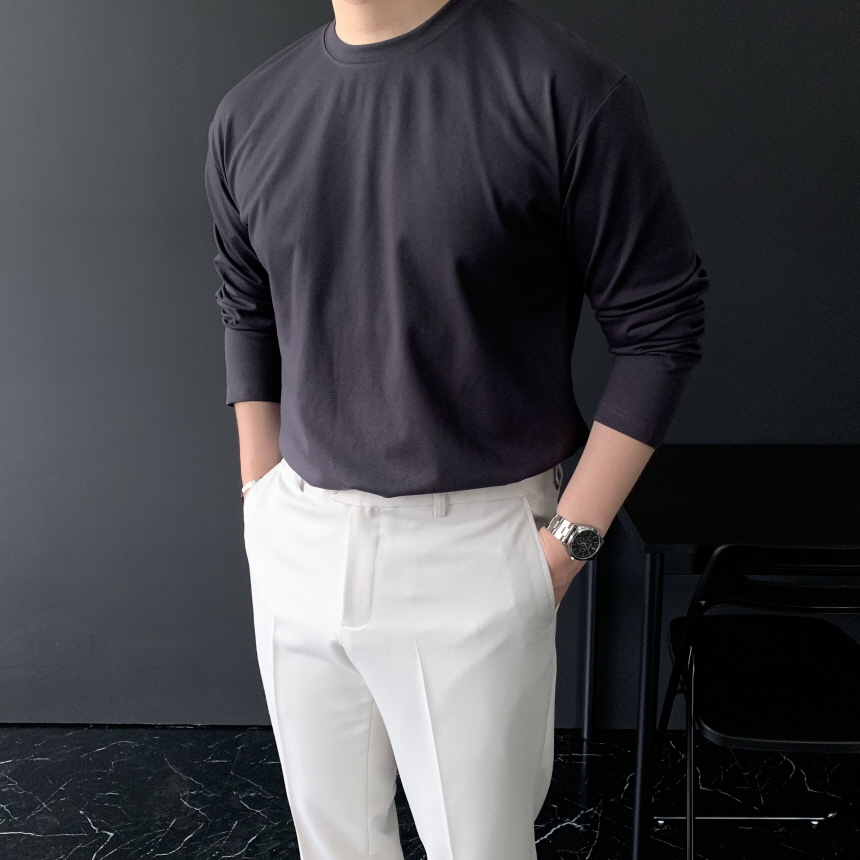 1+1 머슬핏긴팔 분또 무지티셔츠 어깨넓어보이는옷 이미지 8
