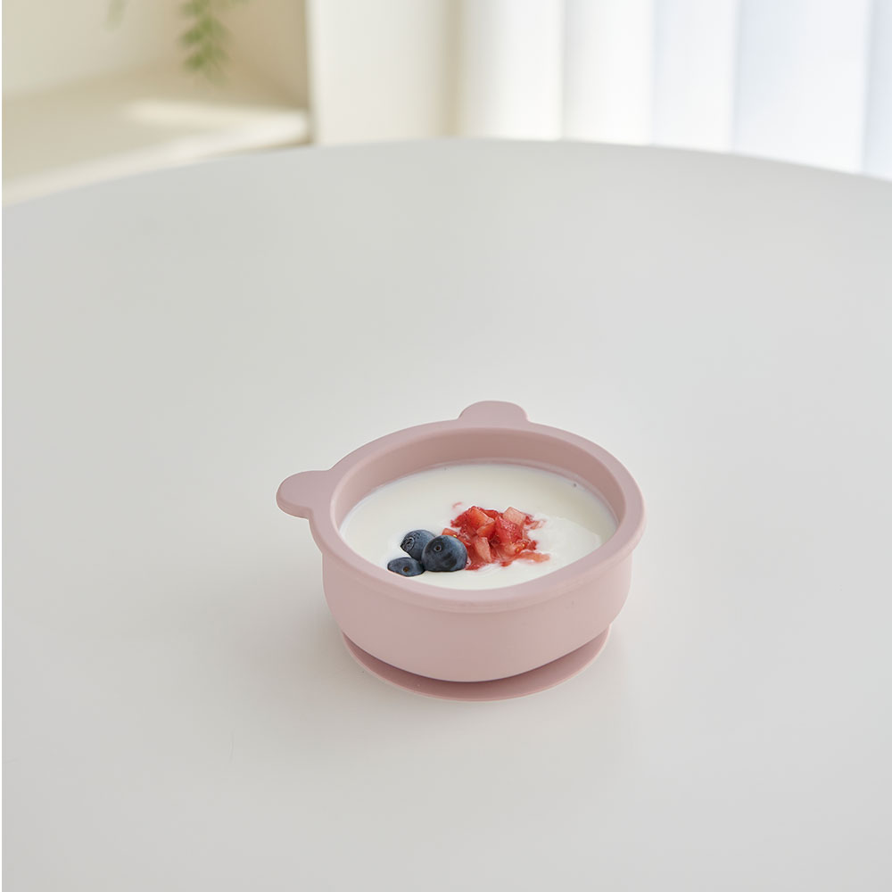 리틀클라우드 곰돌이 흡착볼 실리콘 이유식 그릇 다크로즈 1P