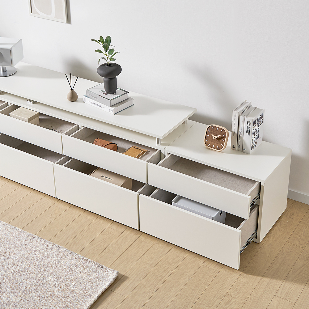 플로 거실장 1800 (상판형) 화이트 높은 티비다이 tv장 장식장