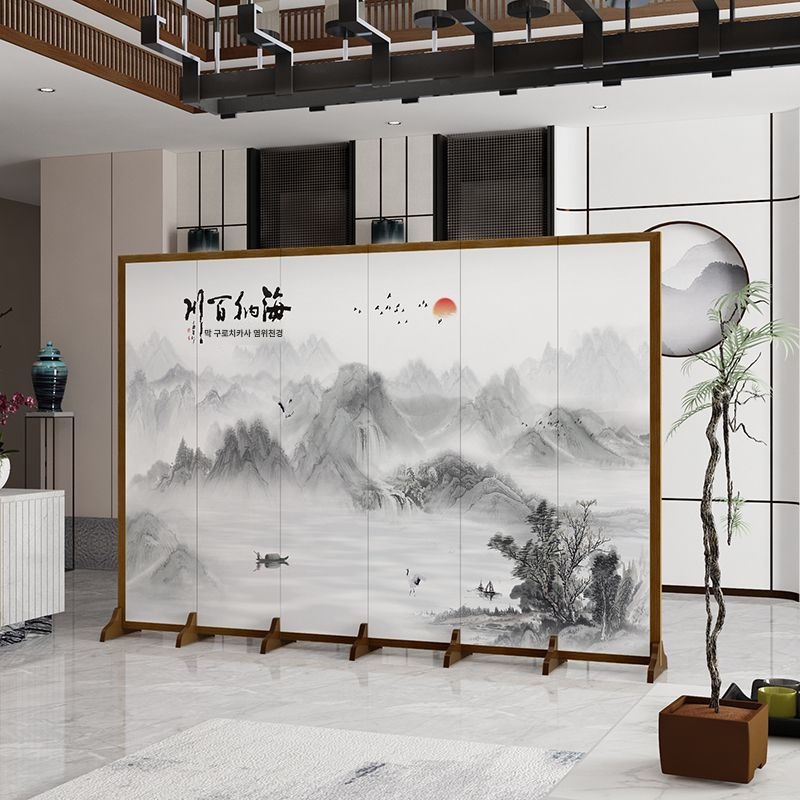 민화 명절 성묘 풍경 제사 병풍 그림 대나무 차례 - 상품 이미지