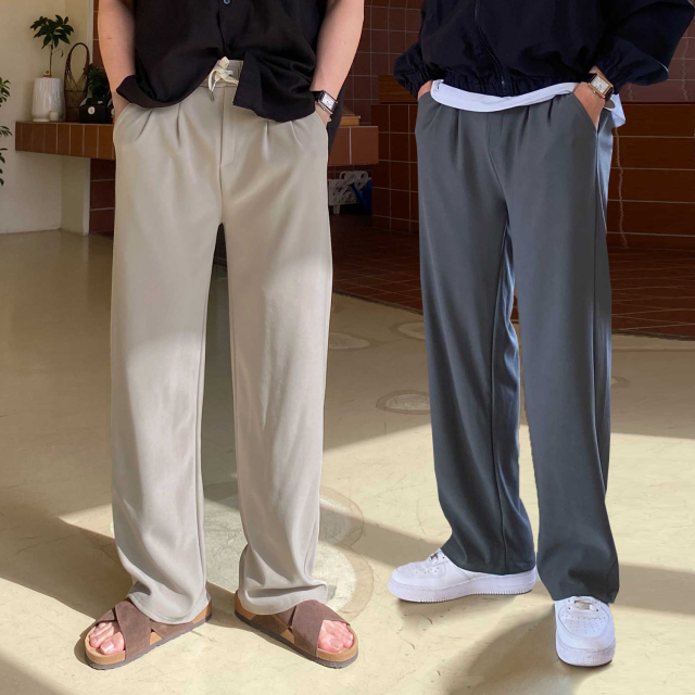 1+1 투턱슬랙스 벌룬팬츠 남자와이드팬츠 남자통바지 구김없는바지 - 상품 이미지