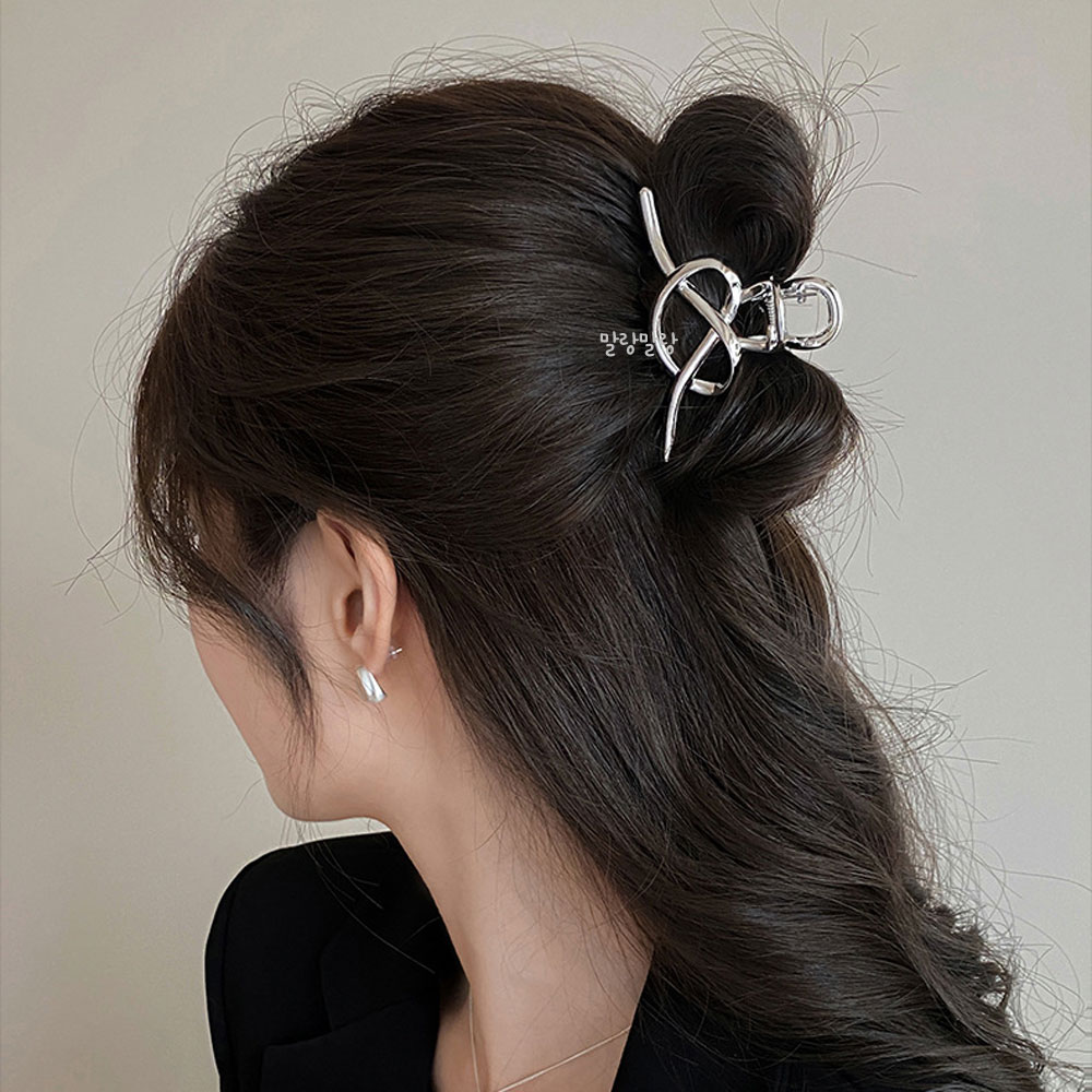 귀여운 하트 반묶음집게핀 메탈 헤어핀 고급 실버핀 - 상세 이미지 3