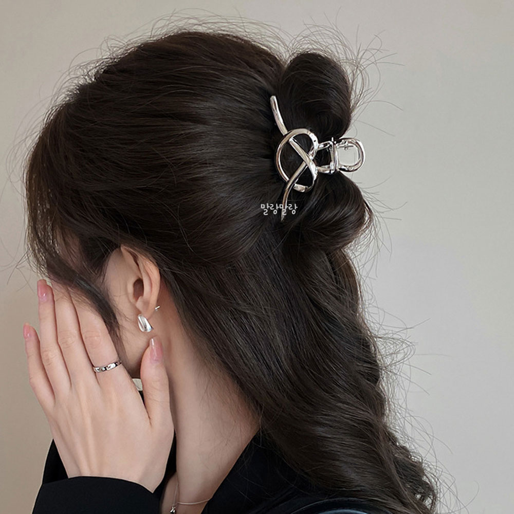 귀여운 하트 반묶음집게핀 메탈 헤어핀 고급 실버핀 - 상세 이미지 5