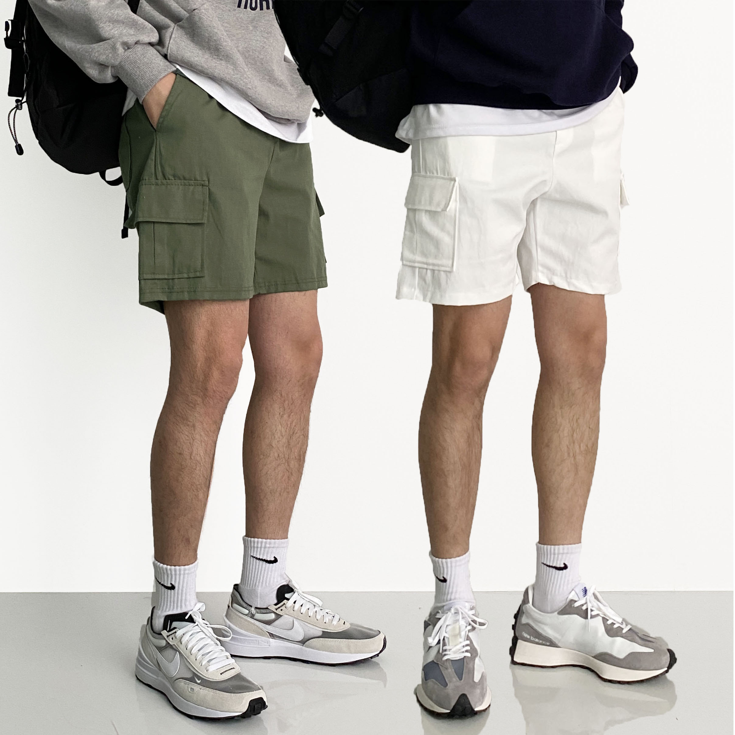 1+1 남자반바지 카고반바지 흰색반바지 - 상품 이미지