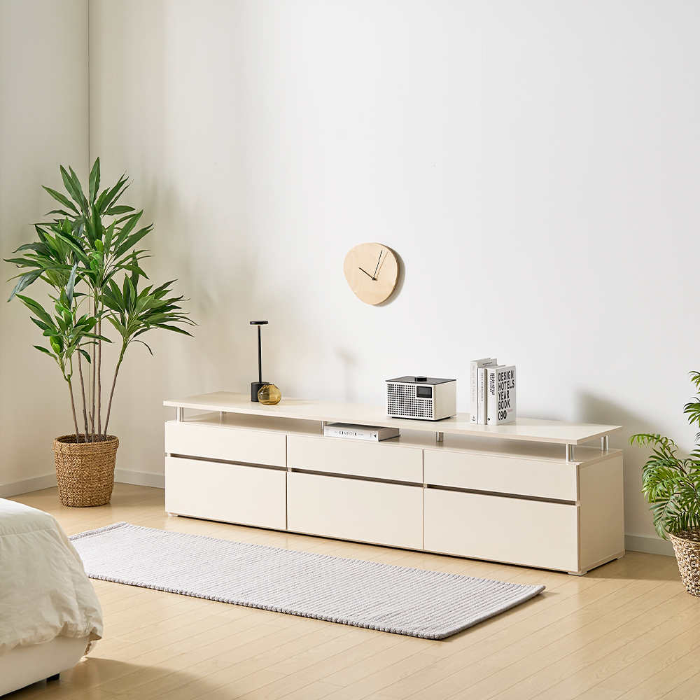 플로 거실장 1800 (상판형) 화이트 높은 티비다이 tv장 장식장