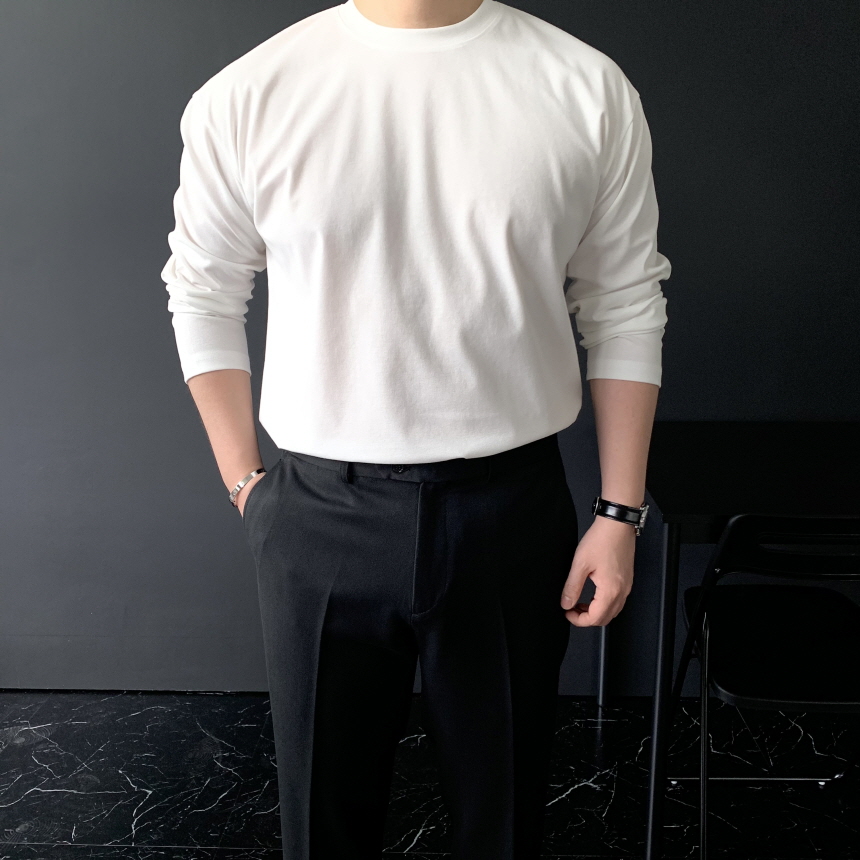 1+1 머슬핏긴팔 분또 무지티셔츠 어깨넓어보이는옷 이미지 6