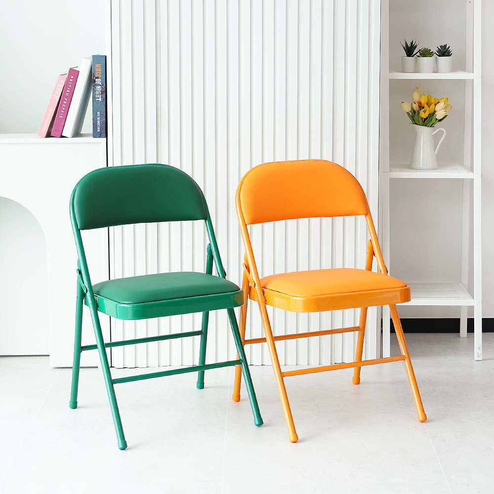 (2개입) 코모 폴딩체어 교회 학원 철제 접이식 의자