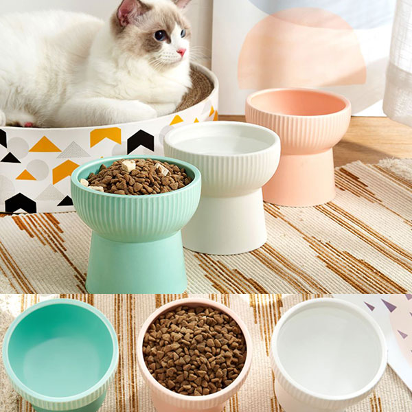굽 높은 강아지 고양이 밥그릇 도자기 물그릇 밥그릇 세라믹 식기 급식기 급수기