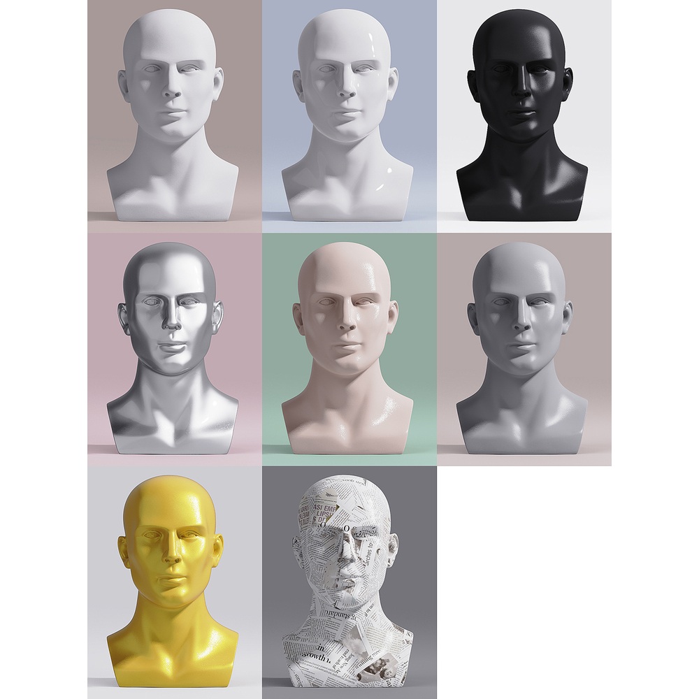머리마네킹 가발 스카프 보석 디스플레이 3D 두상 모자 밝은 흰색 - 페인트 농축 공식 표준 - 상품 이미지