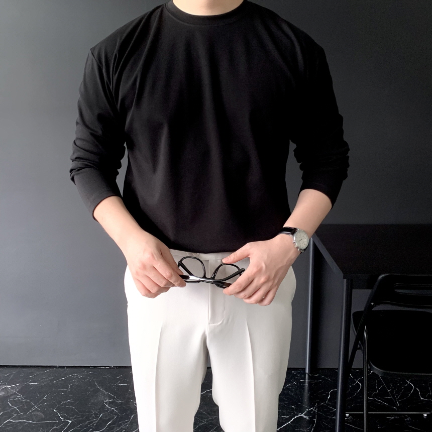 1+1 머슬핏긴팔 분또 무지티셔츠 어깨넓어보이는옷 - 상세 이미지 4