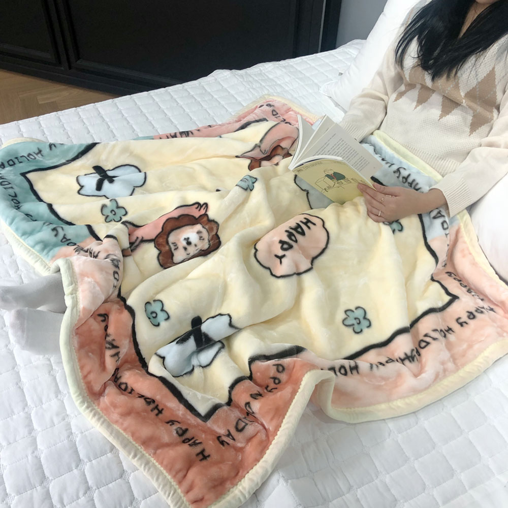 더베딩샵 몬스터 극세사 두꺼운 2겹 밍크 담요 100x130cm