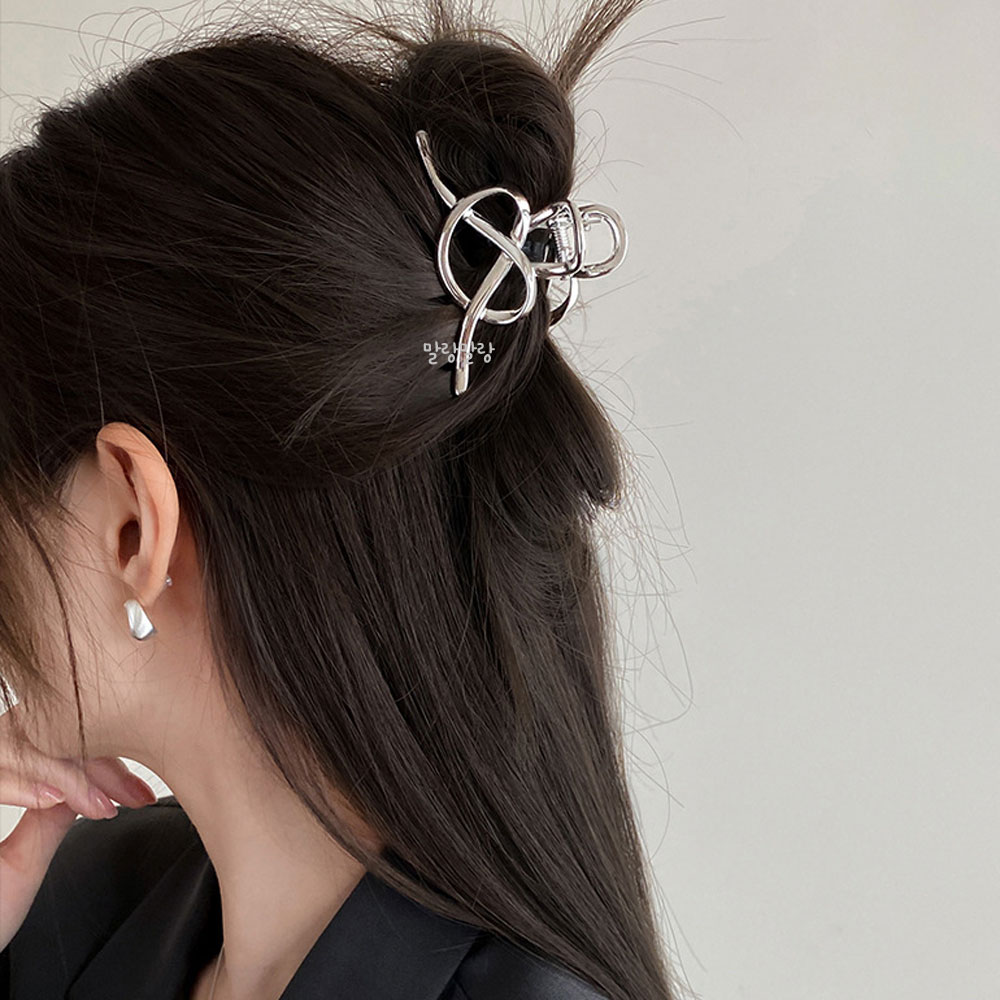 귀여운 하트 반묶음집게핀 메탈 헤어핀 고급 실버핀 - 상세 이미지 4