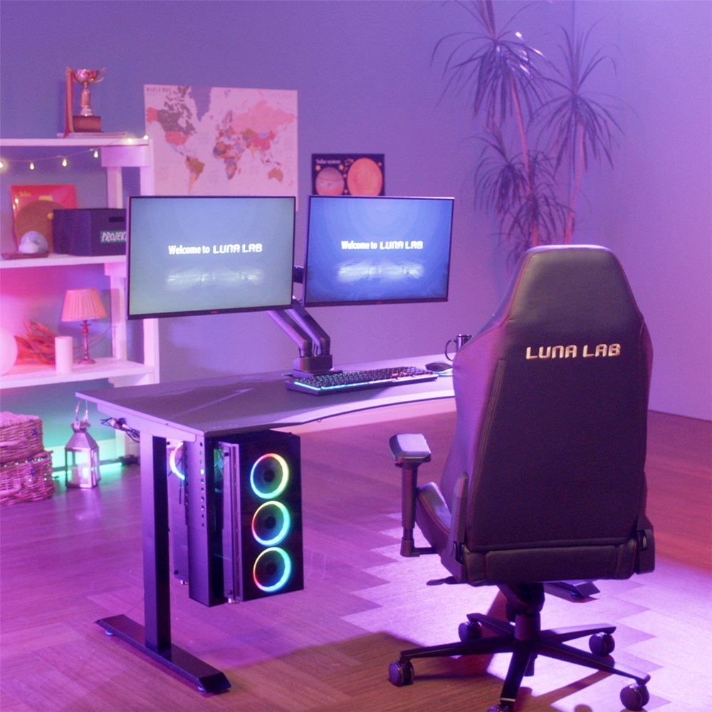 루나랩 컴퓨터책상 거실 서재 1인용 게이밍 책상 블랙커브1500 기사설치