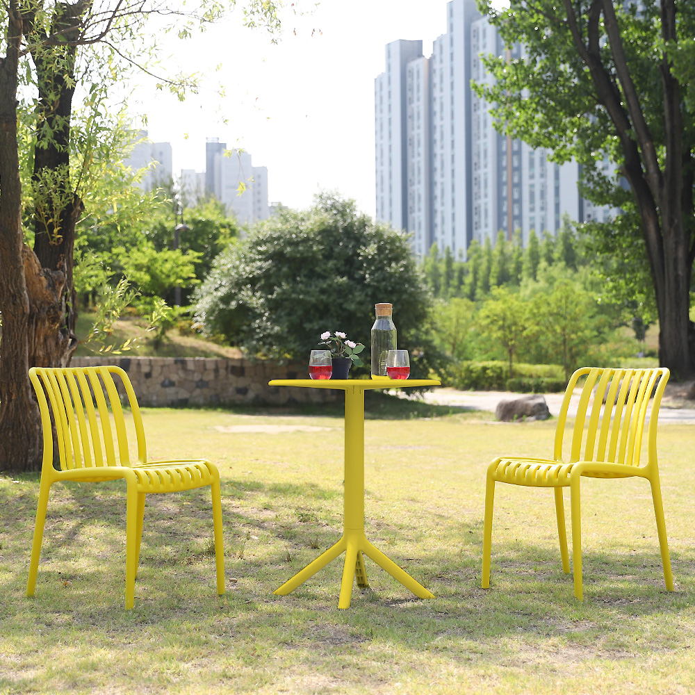 2인용 오로라 야외테이블세트 테라스 정원 플라스틱 야외의자세트 화이트