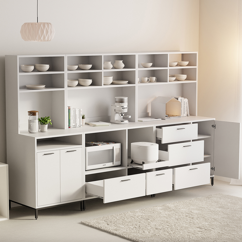 전자렌지수납장 1000 밥솥 다이 레일 선반 밥통 수납장