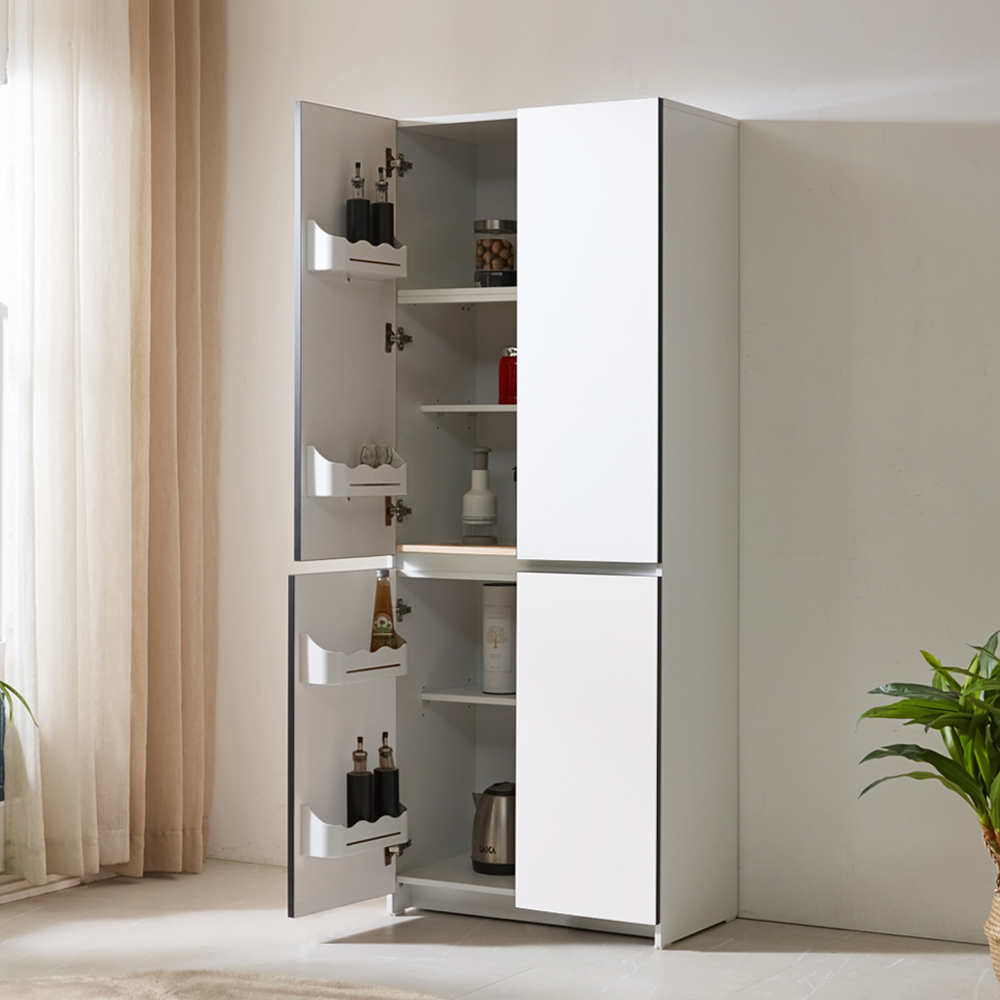 홈카페 틈새 주방 키큰 도어수납장 냉장고형 애니스 화이트 700mm, 5단, 화이트