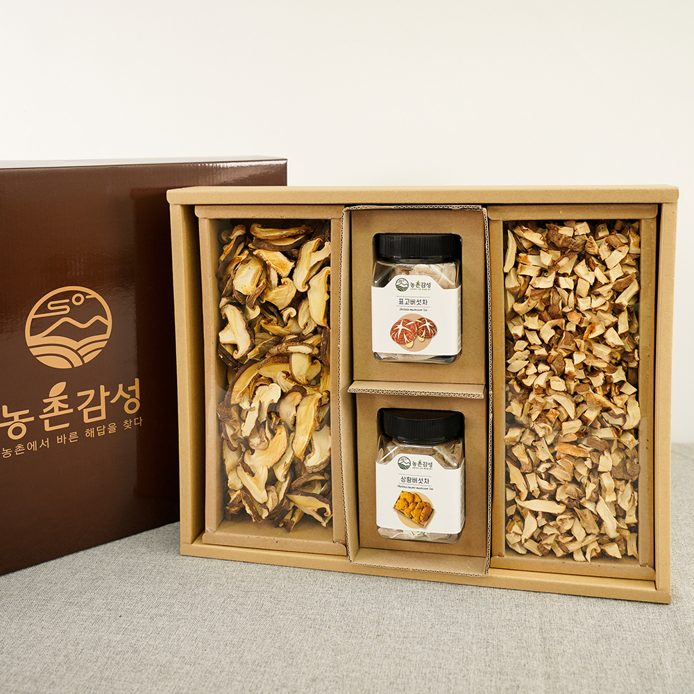 3단 건표고 상황버섯 표고버섯 차 슬라이스 큐브 선물세트 - 상세 이미지 3
