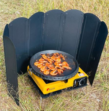 신형 8단 접이식 바람막이 30cm 블랙 대형 가스 화로대 해바리기버너 가스렌지 오염 기름 튐방지 오염 막이 8칸 가드