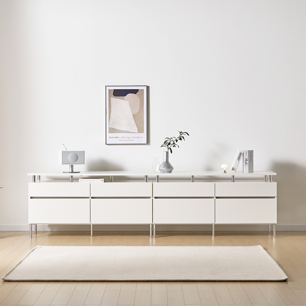 플로 거실장 1800 (상판형/다리형) 화이트 높은 티비다이 tv장 장식장