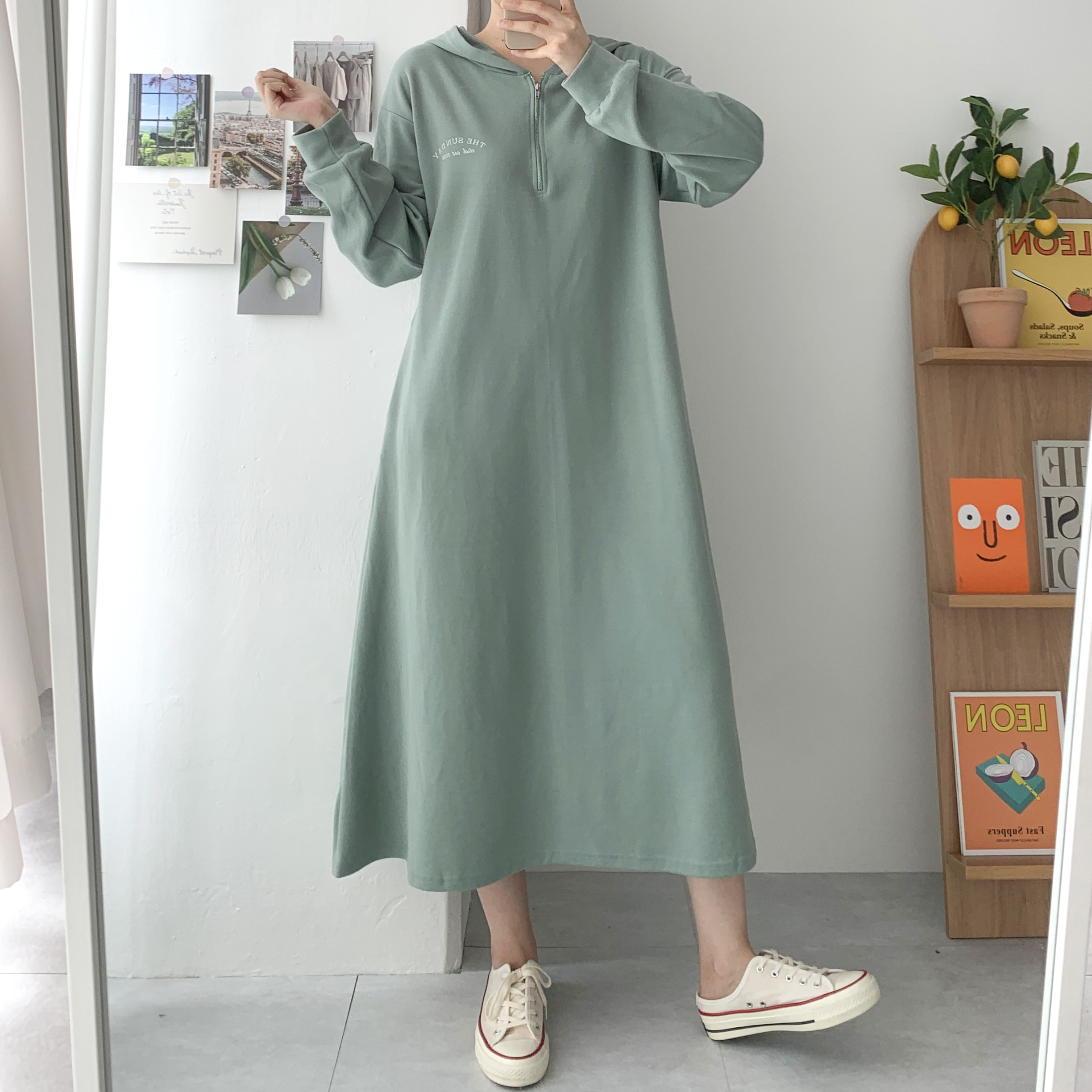 임산부후드원피스 키큰 가을임신복 88 산후조리원옷 - 상세 이미지 5