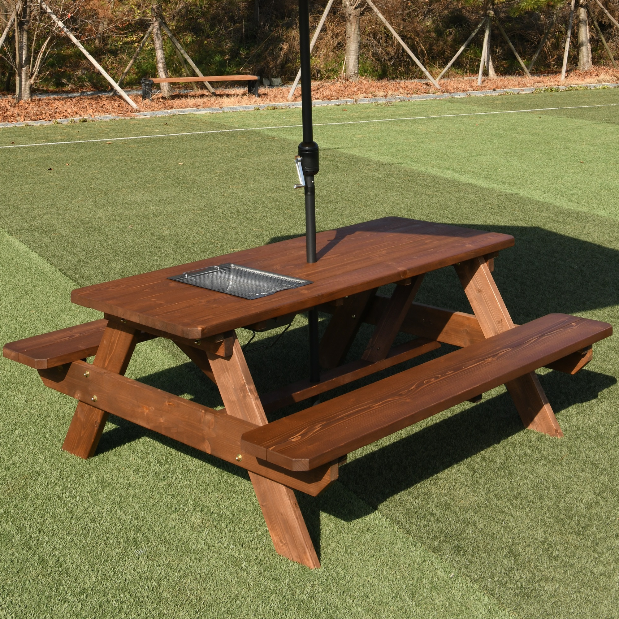 야외테이블세트 조립식 정원 카페 데크 [바베큐형]4인월넛