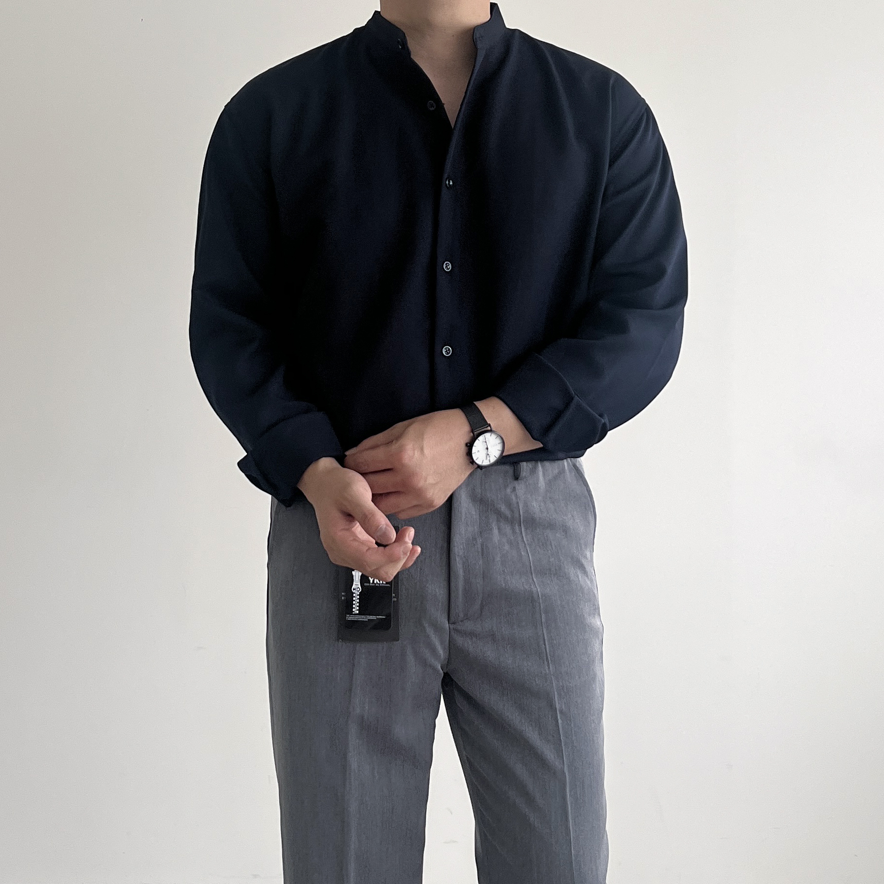 남자차이나카라셔츠 헨리넥셔츠 링클프리셔츠 - 상세 이미지 3