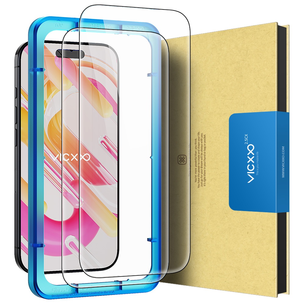 빅쏘 2.5CX 지문인식 강화유리 액정보호필름 아이폰16 프로 맥스, 2매입