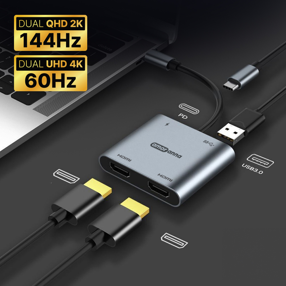 아모란나 C타입 듀얼 모니터 분배기 HDMI 컨버터 MST 허브 4in1 60Hz - 상세 이미지 5