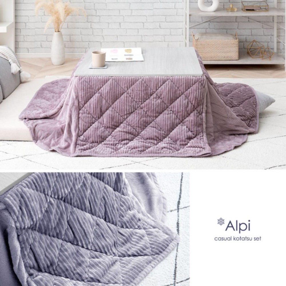 Alpi 일본 코타츠 온열 직사각형 테이블 + 코듀로이 전용 이불 세트 89 x 49 - 상세 이미지 2