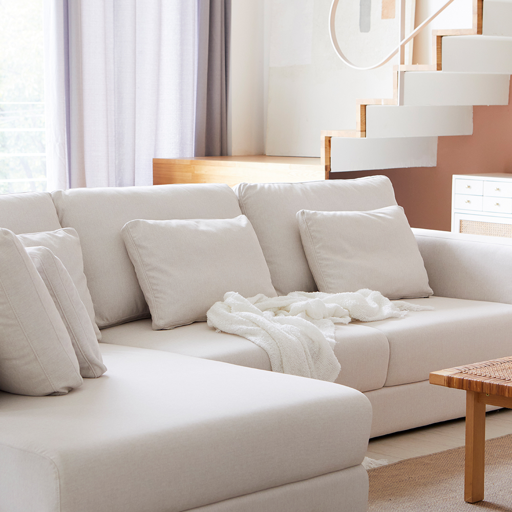 모던홈즈 구스 이지클린 패브릭 4인 코너 카우치 소파