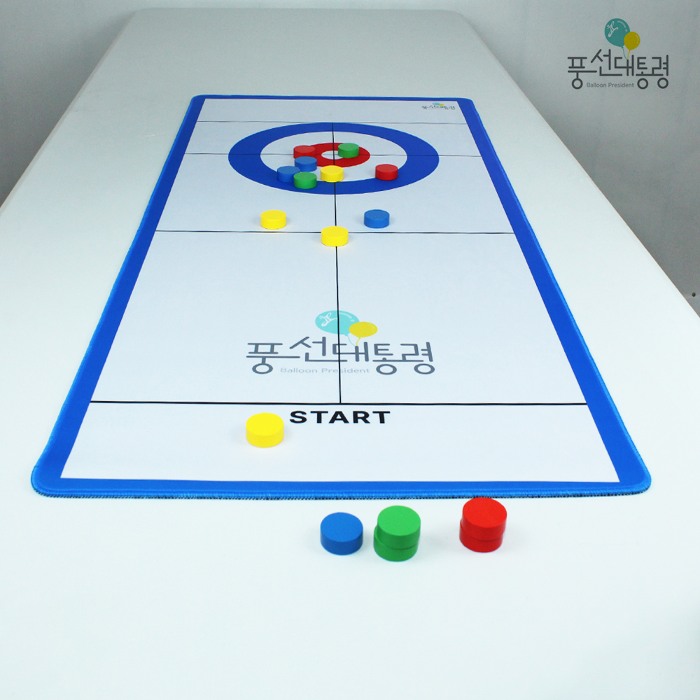풍선대통령 옛날추억의 병뚜껑 컬링 보드게임 100cm 실내 가족 2인 4인용 테이블 놀이 이미지 4