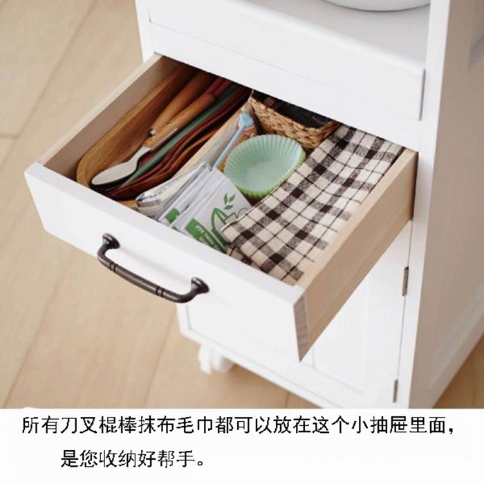 밥솥 선반 슬라이딩 렌지대 서랍 이동식 바퀴 거치대  아테네 화이트(현물) 택배 - 상세 이미지 4