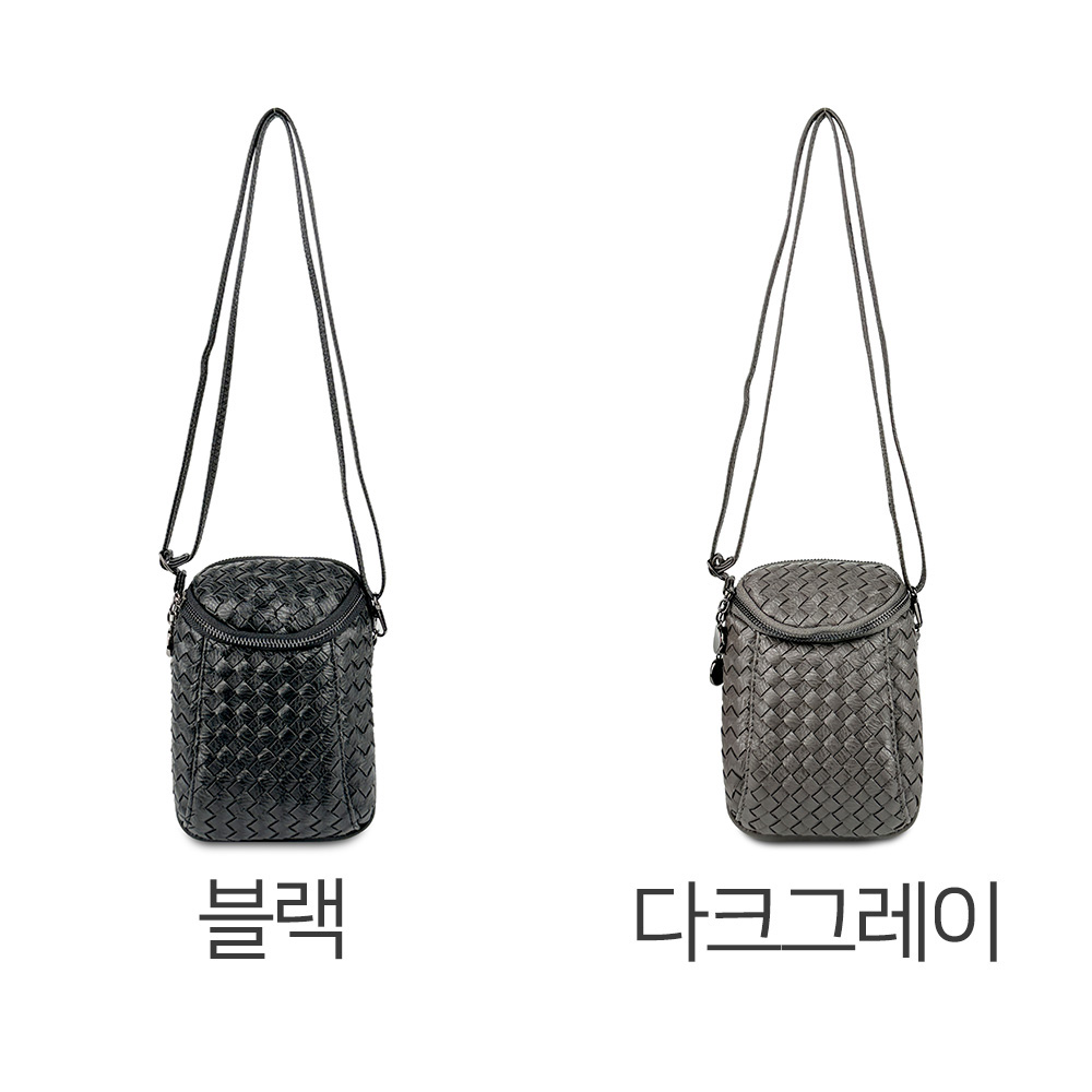 여자 핸드폰가방 귀여운 미니 크로스백 위빙 패턴 격자무늬 작은 스몰 크로스 가방 - 상세 이미지 2