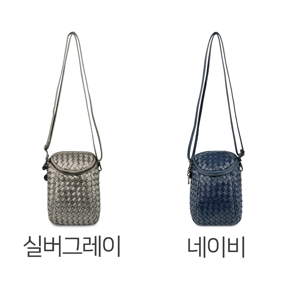 여자 핸드폰가방 귀여운 미니 크로스백 위빙 패턴 격자무늬 작은 스몰 크로스 가방 - 상세 이미지 3
