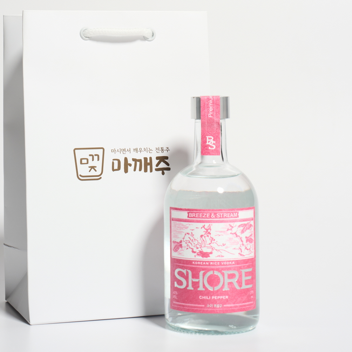 쇼어레드 보드카 40도 375ml 청양고추 소주 브리즈앤스트림 (쇼핑백 포함) - 상품 이미지