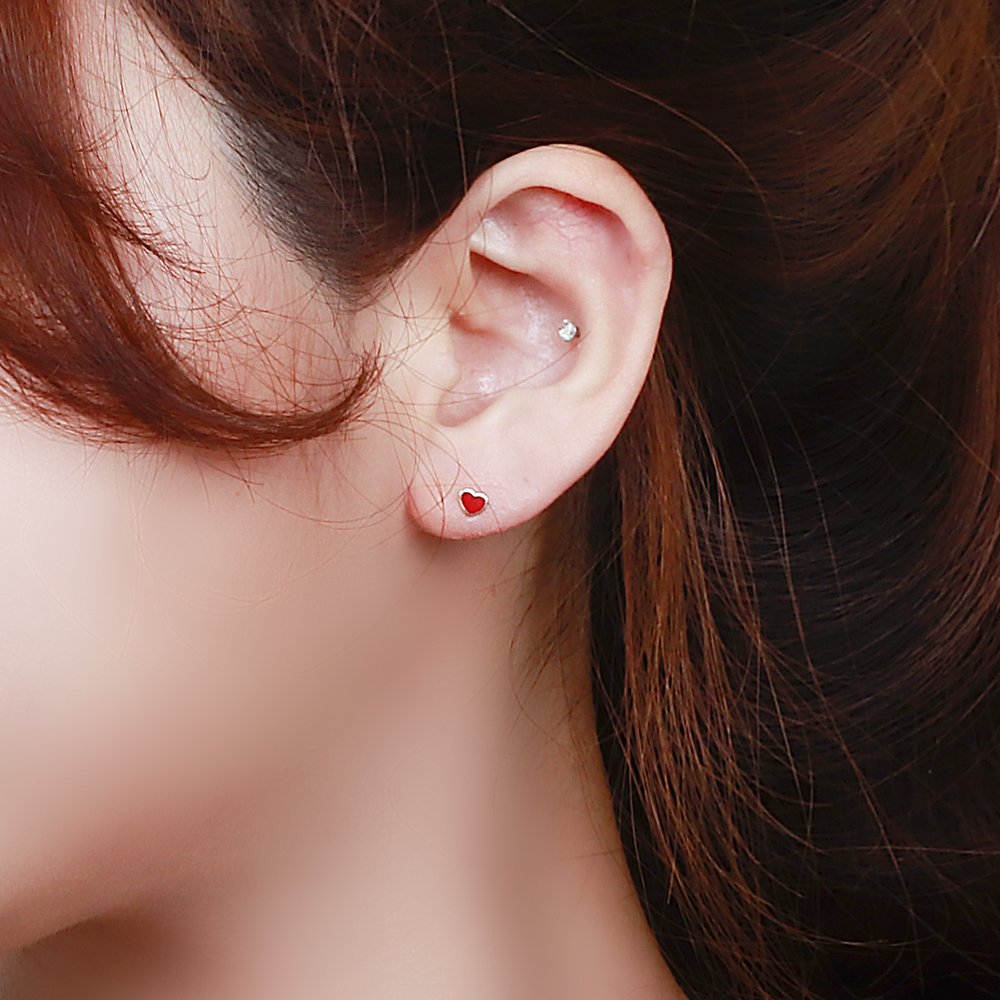 14K 17색 컬러 에폭 하트 피어싱 심플 귀걸이 트라거스 아웃컨즈 이너컨즈 - 상세 이미지 5