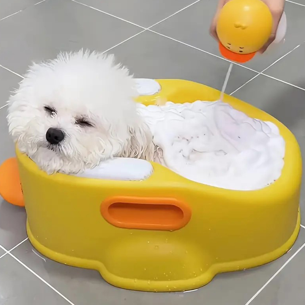 개과천선 샤인덕 강아지 욕조 휴대용 애견 물놀이 소형견 라운드 논슬립 턱받침 목욕 샤워 - 상세 이미지 4