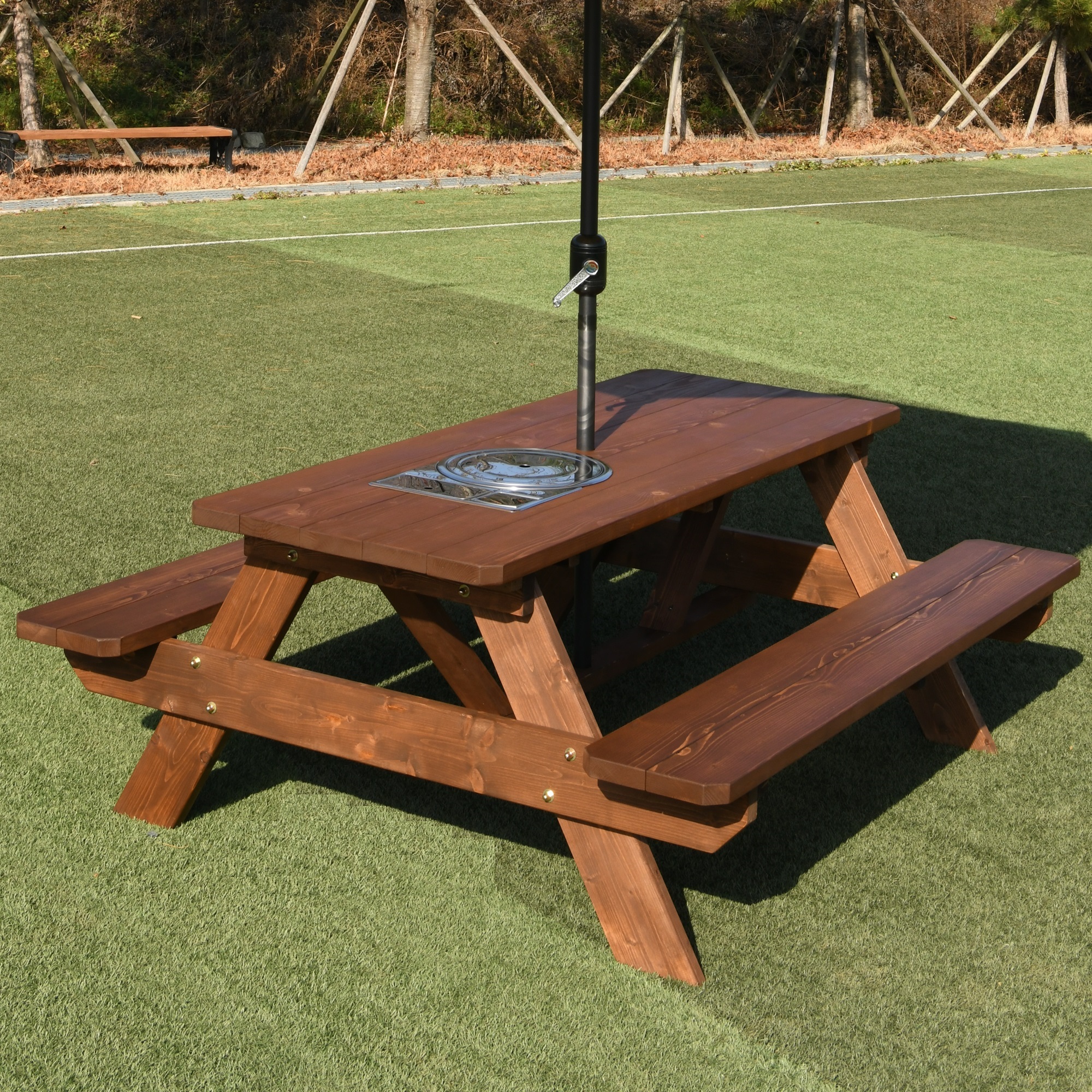 야외테이블세트 조립식 정원 카페 데크 [로스타형]4인월넛