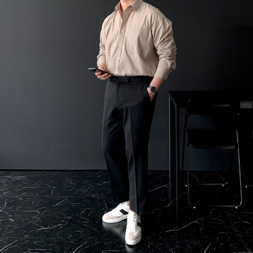 남자하늘색셔츠 소라색셔츠 빅 사이즈 오버핏셔츠 - 상세 이미지 3
