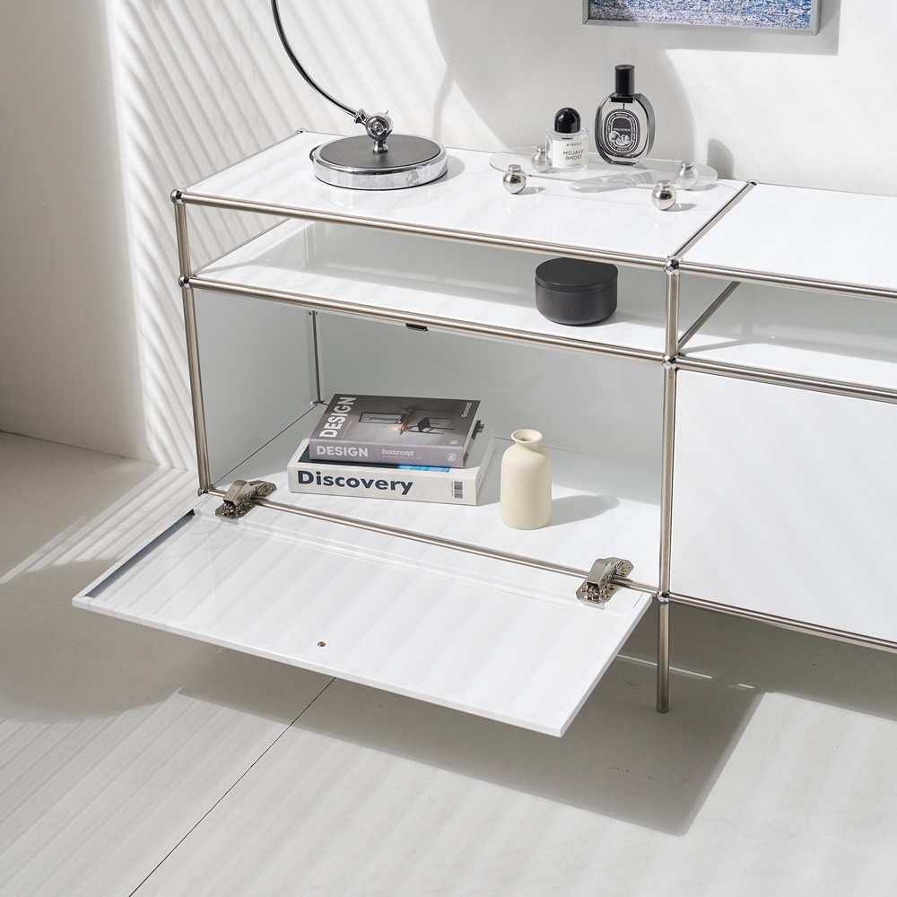 엘르노 미드센츄리거실장 높은 tv다이서랍장 모듈 철제 티비장