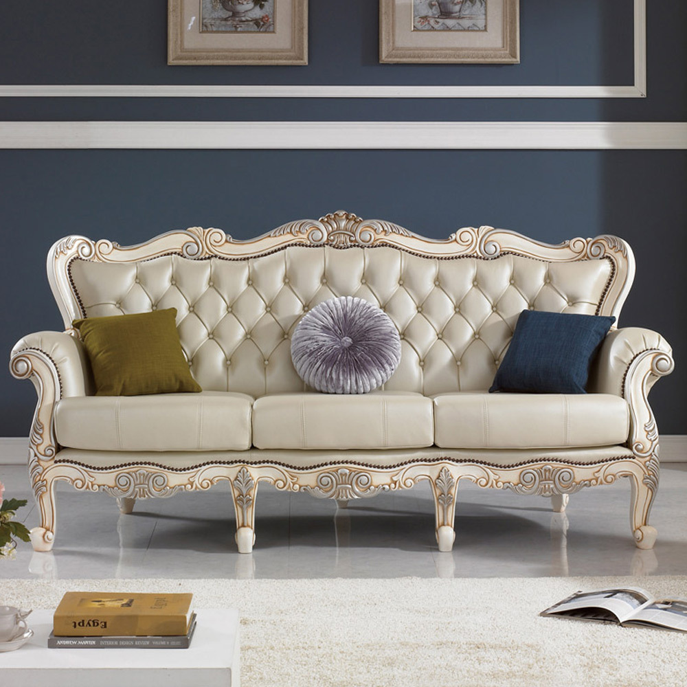 B010 소가죽 마호가니원목 3인 소파