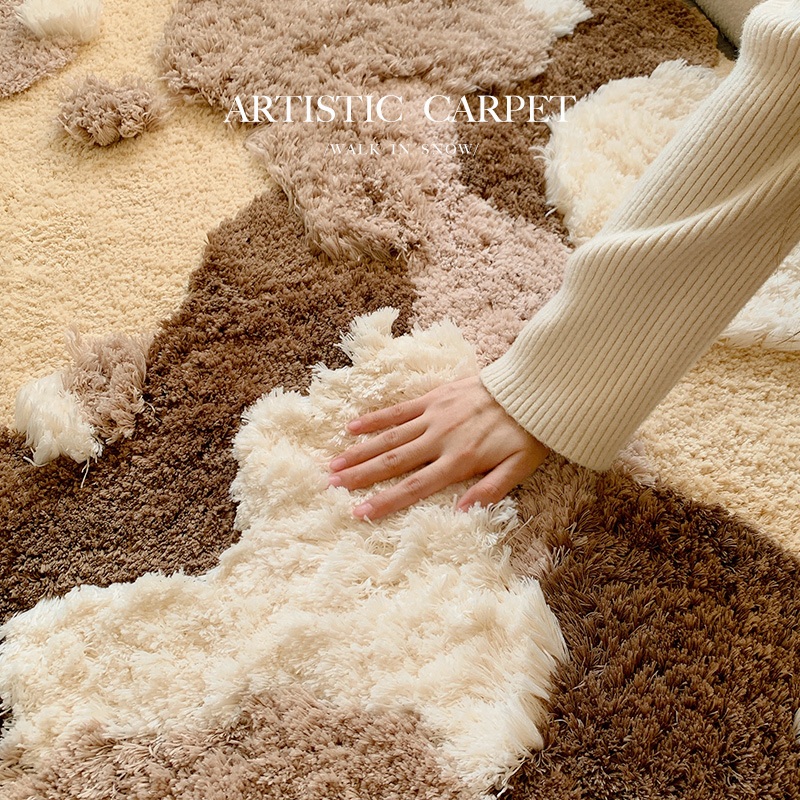 파도러그 카펫 침실 거실 담요 소파 양모 부드러운 푹신 눈 위를 걷다 60x120cm - 상세 이미지 3