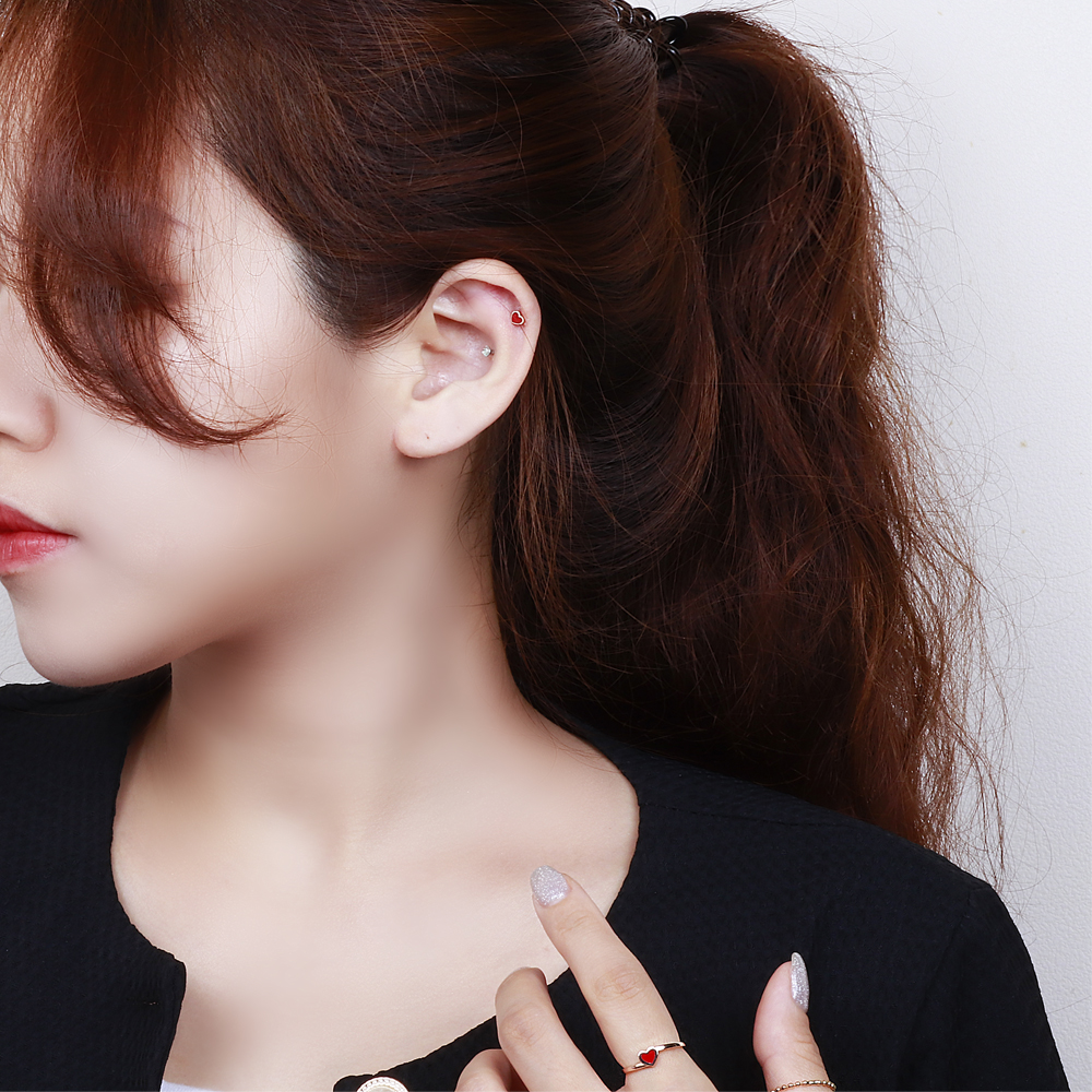 14K 17색 컬러 에폭 하트 피어싱 심플 귀걸이 트라거스 아웃컨즈 이너컨즈 이미지 8